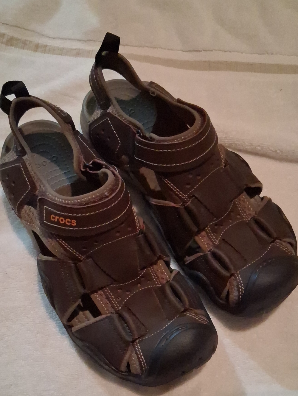 CROCS Brown Closed-Toe Strapped Sandals